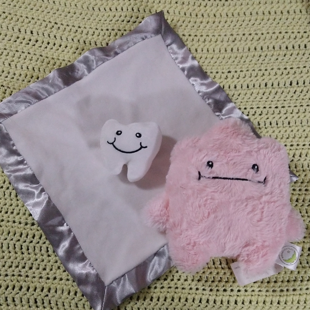 Pink Plush Monster Lovey Blanket - Soft Stuffed Animal Comfort